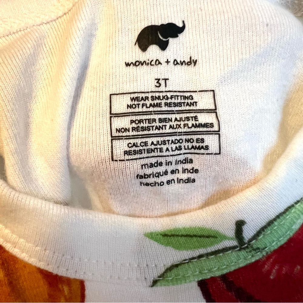 Monica + Andy Apple Two Piece Pajama Set Size 3T - Picture 4 of 8